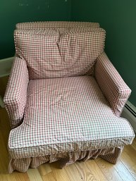 Red And White Checkered Upholstered Armchair