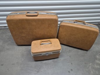 Vintage Brown Samsonite Silhouette Luggage 3pc Set