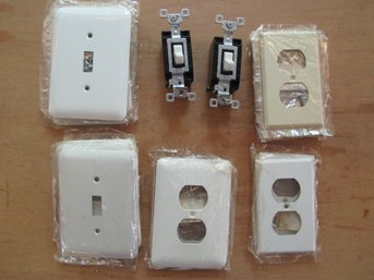 Group Of Metal Switch & Plug Covers & Two Switches