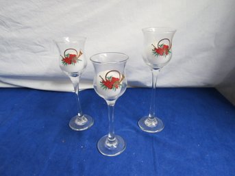 Christmas Glass Candle Holders Set Of 3