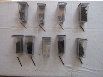 Group Of 9 Sheetrock Screws And Nails In Plastic Containers