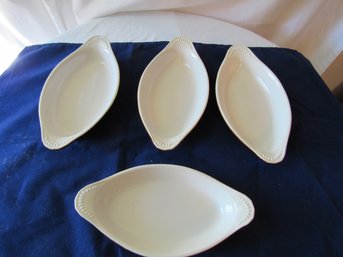 Brown Oval Ceramic Baking Dishes Made In USA Set Of 4