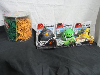 ACTION FIGURES 202 PC AND 3 ANGRY BIRDS TOYS NEW