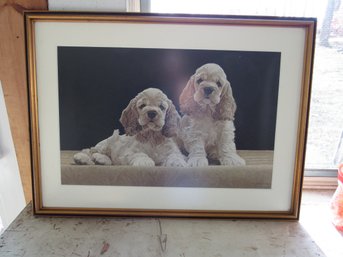 Cocker Spaniel Pups By American Artist John Weiss 20 1/2' X 16 1/2