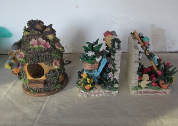 Bird House Plastic Or Resin, Garden Bookends