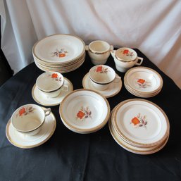 Triumph American Limoges Vermillion Rose 22k Gold Set Of 30