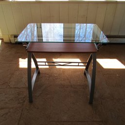 Computer Desk Glass Top Metal Frame 30.5 W X 30.5 T X 20.5 In Depth