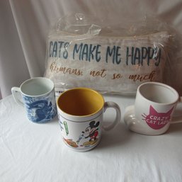 Pillow And 3 Mugs