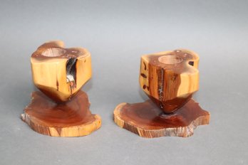 Rustic Live Edge Wood Candle Holders  Handcrafted Natural Decor, Mid-Century Lodgecore Vibes