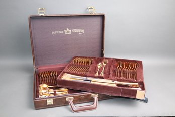 Vintage 23/24K Gold Plated Flatware Set In Case  Solingen Germany SBS Bestecke 18/10