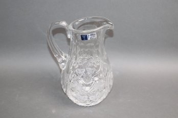 Handcut Polish Crystal Pitcher  24% Lead Content  Floral & Strawberry Motif  Made In Poland