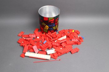 Vintage Red Plastic Interlocking Bricks Lot -LEGO/Tyco Style 1960s-70s