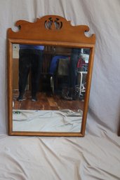 Vintage Colonial Scroll Crest Wall Mirror  Solid Wood Frame, Traditional Americana Decor