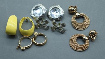 Vintage Earring Lot  5 Pairs Clip-On & Hoop Styles