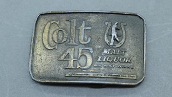 1974 Colt 45 Malt Liquor Belt Buckle  Bergamot Brass Works, Vintage Beer Promo Collectible