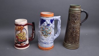 Vintage Pirate, Expo '74, And German Knight Ceramic Beer Steins  Lot Of 3 Collectible Mugs
