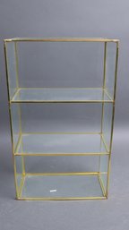 Vintage Brass & Glass Display Case Shelf  3-Tier Shadow Box  Minimalist Curio Cabinet