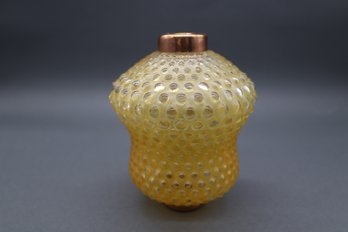 Vintage Amber Hobnail Lightning Rod Ball With Brass Collars  Rustic Farmhouse & Solar Deco Accent