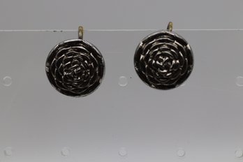 Vintage Silver-Tone Rose Embossed Clip-On Earrings - Classic Floral Elegance