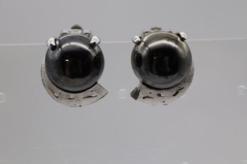 Vintage Costume Jewelry Black Bead Clip-On Earrings, Mid-20th Century Fashion Statement