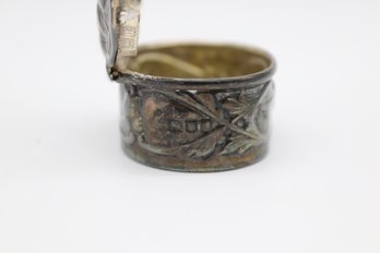 Antique Sterling Silver Cherub Pill Box, 2' X 1.5'