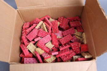 Vintage American Bricks Construction Toy Lot  1950s60s Red & Tan Plastic