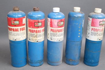 Retro Kmart Blue Propane Fuel Tanks (Set Of 5)  Vintage Industrial Dcor, Camping Collectible