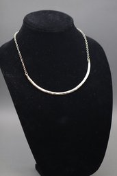 Minimalist Hammered Collar Necklace With Chain Extension  Modern Artisan Statement Piece