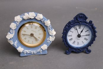 Vintage Endura Alarm Clock & Rococo-Style Blue Quartz Clock