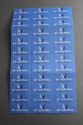 Rare 1960s70s British Airmail Label Sheet  36 Unused Gummed Stickers  Vintage Postal Ephemera Lot