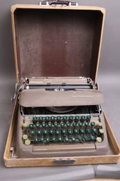 Vintage Smith-Corona Sterling Typewriter W/ Original Case  Mid-Century Green Keys