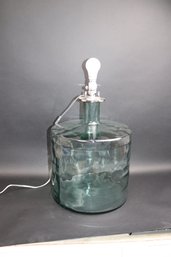 XL Recycled Green Glass Jug Lamp  Handblown Water Bottle Base  Rustic Modern Organic Lighting