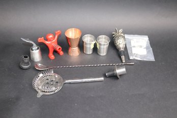 11-Piece Eclectic Bar Tool Set  Pineapple Stopper, Jigger, Strainer, Swizzle Spoon & More!