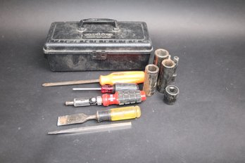 Mixed Hand Tool Lot W/ Plastic Toolbox