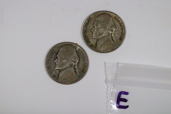 1943 Jefferson Nickel Wartime Silver Set P Philadelphia & S San Francisco Mintmarks (E)