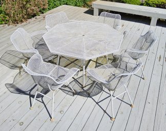 (BV1) Vintage (MCM) Russel Woodard 'Sculptura' Patio Set 6 Chairs & Table (8 Sided)