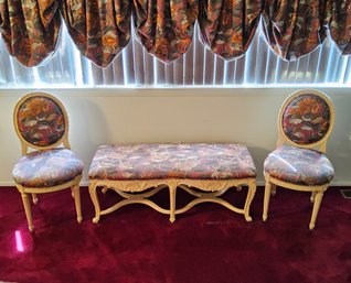 (BV3) Lot Of (3) Pcs. Vintage French Provincial Furniture (2) Chairs & (1) Bench
