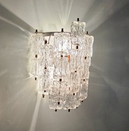 (BV7) Vintage Pair (2) 1965 Baroveir & Toso Italy Midcentury Wall Lights / Sconce (Glass & Brass)