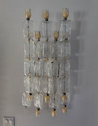 (BV11) Large Vintage 1960s Mid Century Modern Barovier & Toso Murano Glass Wall Sconce