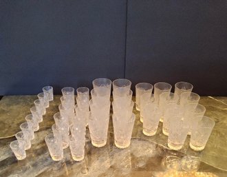 (BV17) Lot Of (39) American Brilliant Period Crystal Glasses