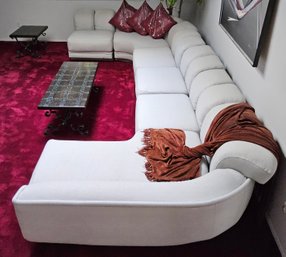 (BV27) Custom Maurice Villency (6) Sectional Couch (Wool Rich Steel Color Covers)