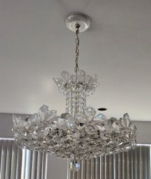 (BV48) Schonbek 'Trilliane' Chandelier Features Art Nouveau Styling With Sculpted Forms And Crystal Bouquets.