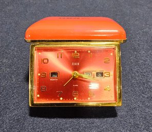 (BV52) Vintage Elgin 'Automatic' Calander Travel Alarm Clock W/ Month/DateDay (Keeps Perfect Time)