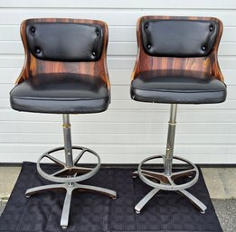 (AC47) Pair (2) Of MCM Mid Century Vintage Daystrom Bar Stools