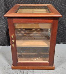 (J6) Quality Importers Galleria Cabinet Cigar Humidor W/ Habitat Monitor Climate Control System (W/ Key Lock)