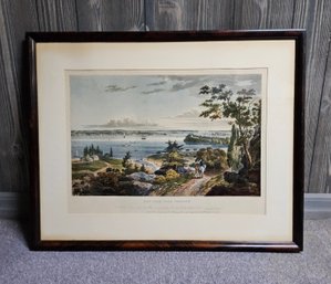 (9) Antique Engraving Titled 'New York From Weehawk' (Also Known As View Of New York From Weehawken)