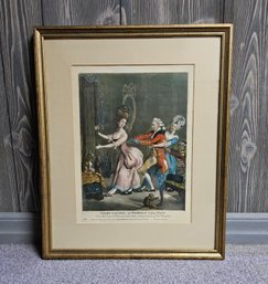(12) Antique Hand-Colored Mezzotint Print Titled 'Tight Lacing, Or Fashion Before Ease', By Bowles & Carver