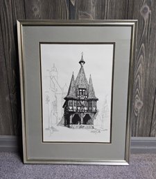 (25) Signed Print By Artist 'Tom Barger' Depicts The Historic Altes Rathaus (Old Town Hall)