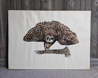 (29) Vintage Print Of A Masked Owl By Tom Barger #145/150 Not Framed