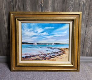 (37) Seascape Oil On Canvas By Listed Artist Doris Terris NJ Artist